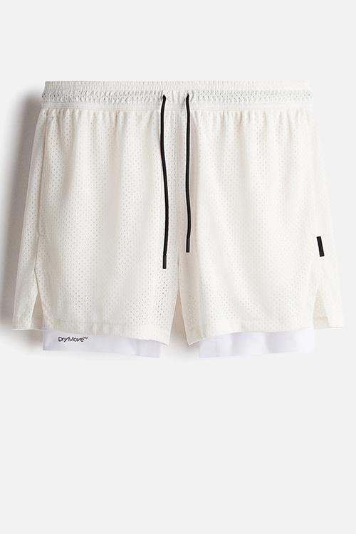 Mid-length 2-in-1 sports shorts with drymove™ - cream