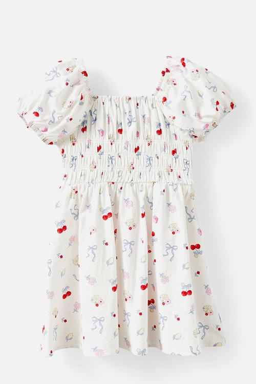 Emerson puff sleeve dress - vanilla floral fruit