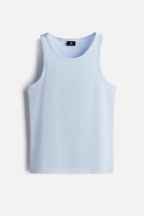 Slim fit ribbed vest top - light blue