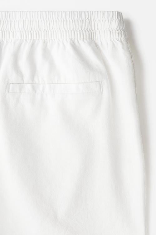 Regular fit linen-blend shorts - white