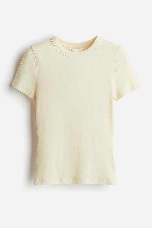 Ribbed modal-blend t-shirt - pale yellow