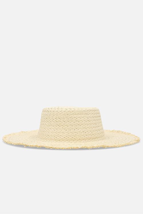 Christina frayed edge straw sun hat - neutral