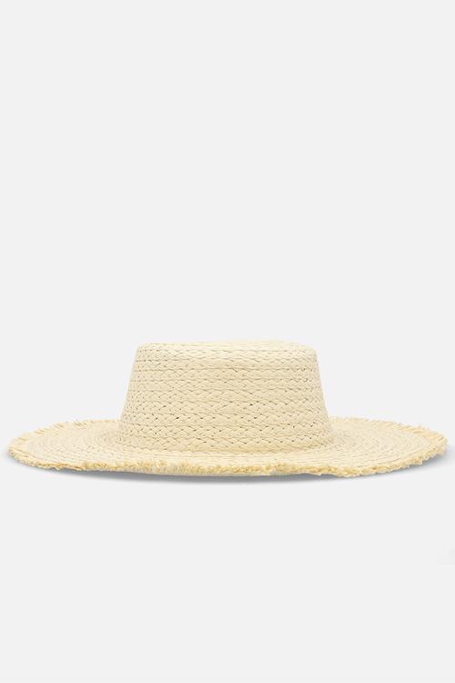 Christina frayed edge straw sun hat - neutral