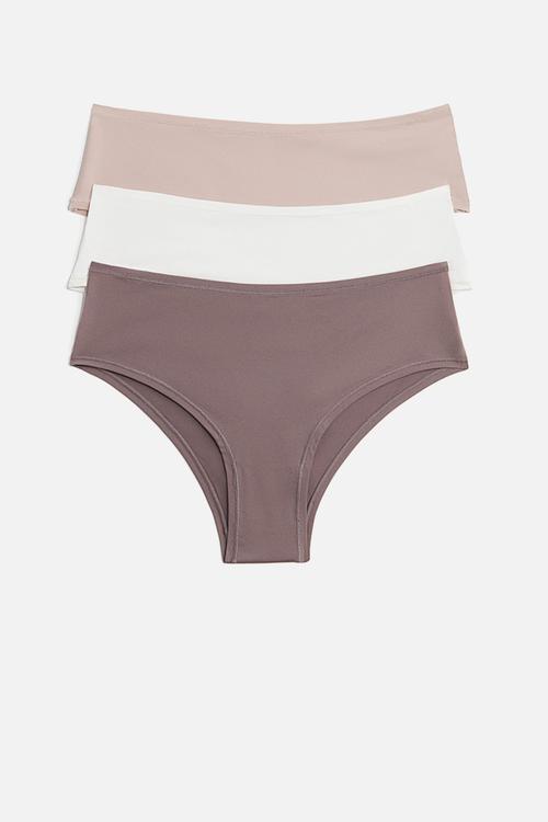 3 pack microfibre hipster briefs - dusty purple & powder pink