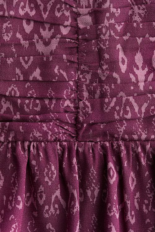 Gathered mini skirt - purple patterned 