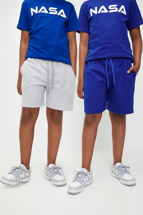 2 pack drawstring shorts - royal blue/grey