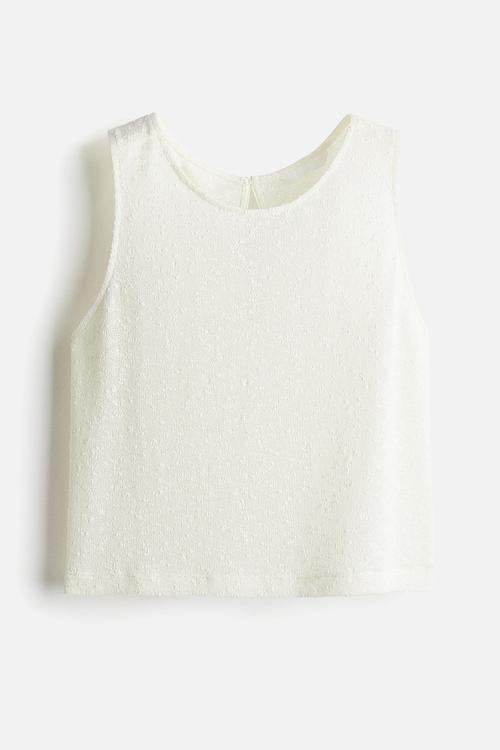 Textured-knit vest top - white