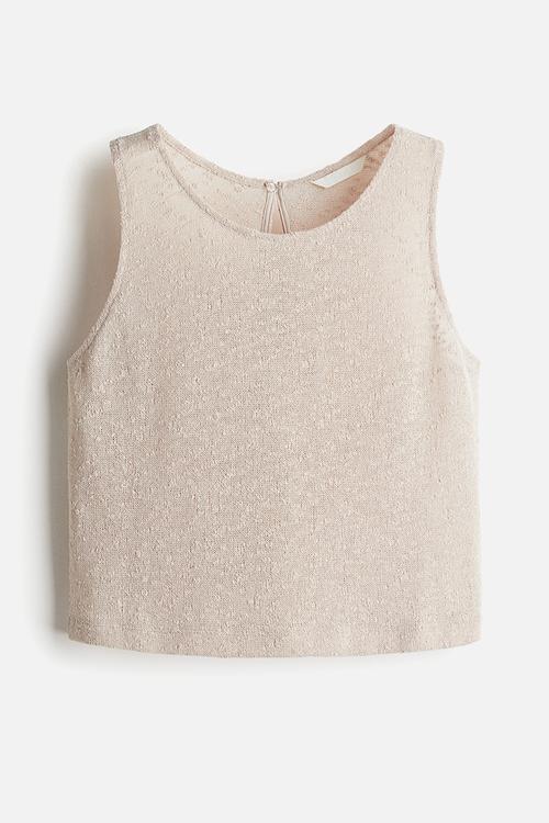 Textured-knit vest top - light beige