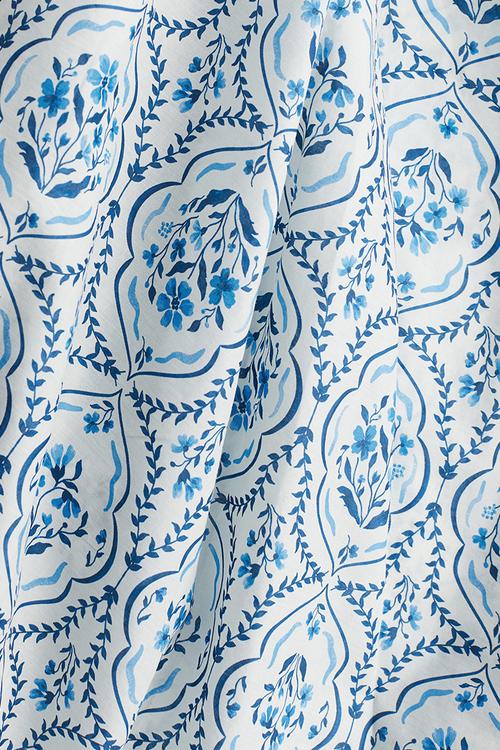 Cotton skirt - white/blue patterned