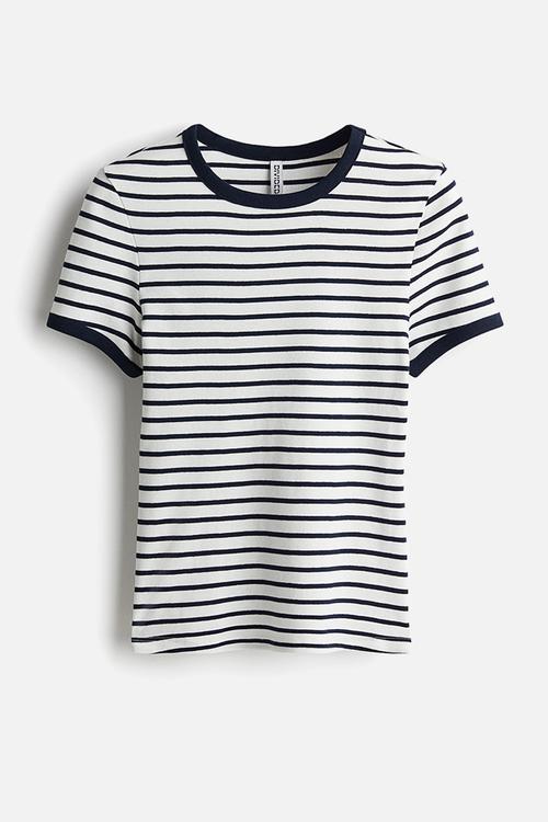 Fitted T-shirt - white striped