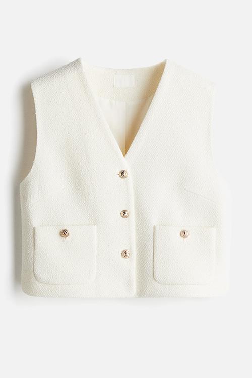 Bouclé waistcoat - cream