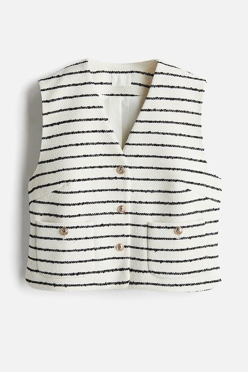 Bouclé waistcoat - white striped
