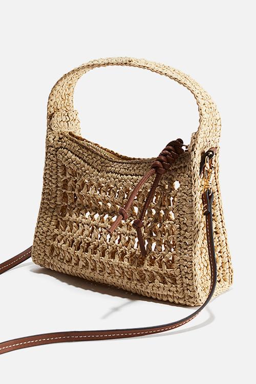 Straw crossbody bag - beige