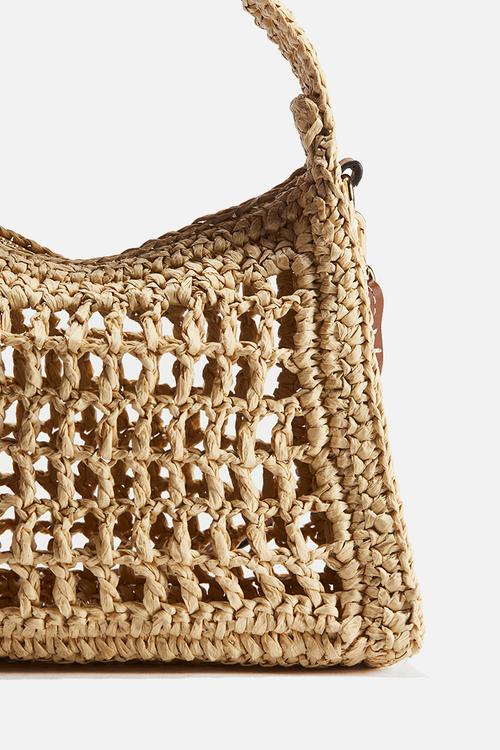 Straw crossbody bag - beige