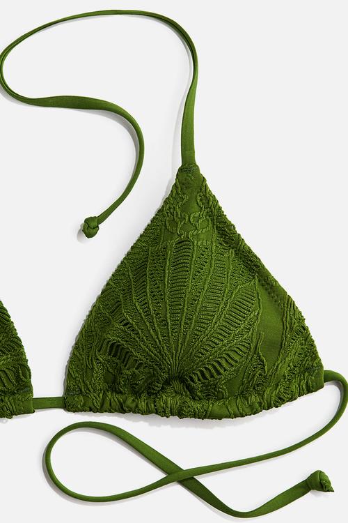 Padded triangle bikini top - green