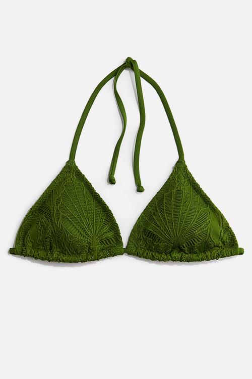 Padded triangle bikini top - green