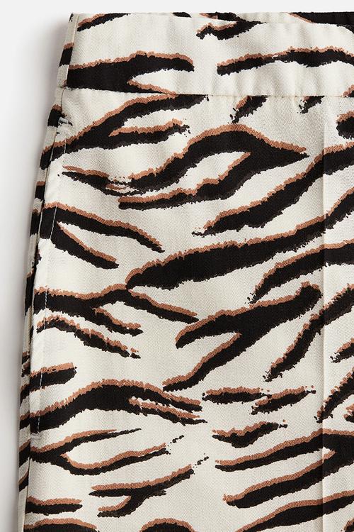 Wide trousers - cream zebra print