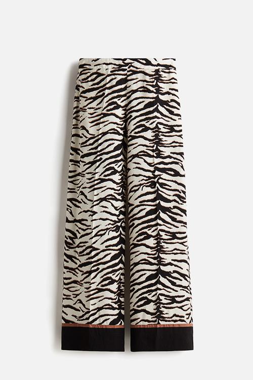 Wide trousers - cream zebra print
