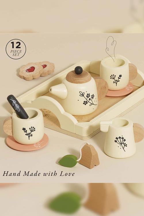 12Pcs Tea Set & Tray - multi
