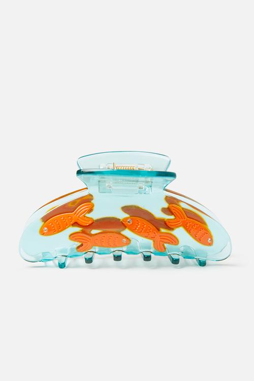 Fallon fish claw clip-blue