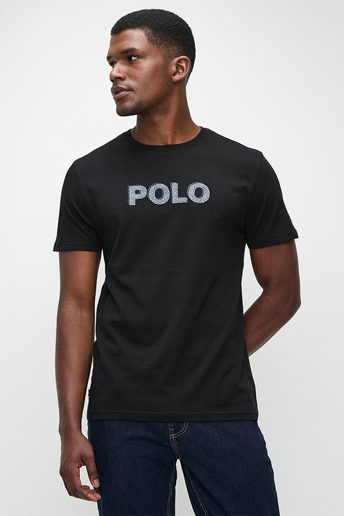 ENZO HD Logo Printed Ss T-Shirt - Black