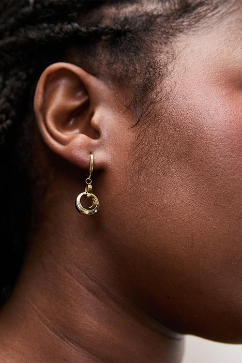Modern hoop and drop earrings - gold