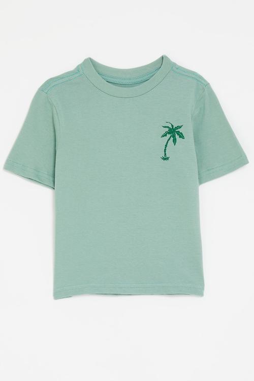 Graphic & placement print tee - sage green/palm tree/t-rex