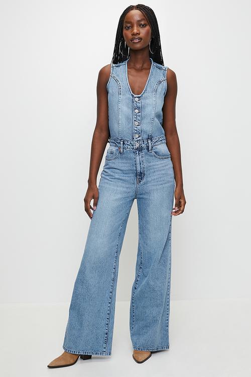 Denim Wide-Leg Jumpsuit - Dive Deep