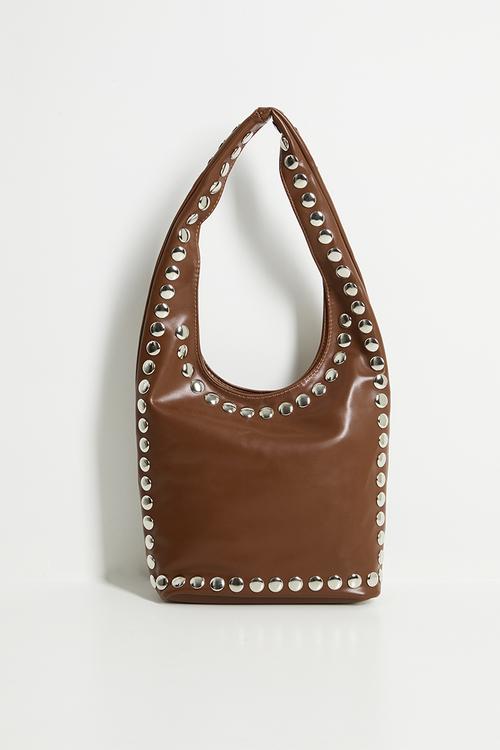 Kenna studded bucket bag - tan