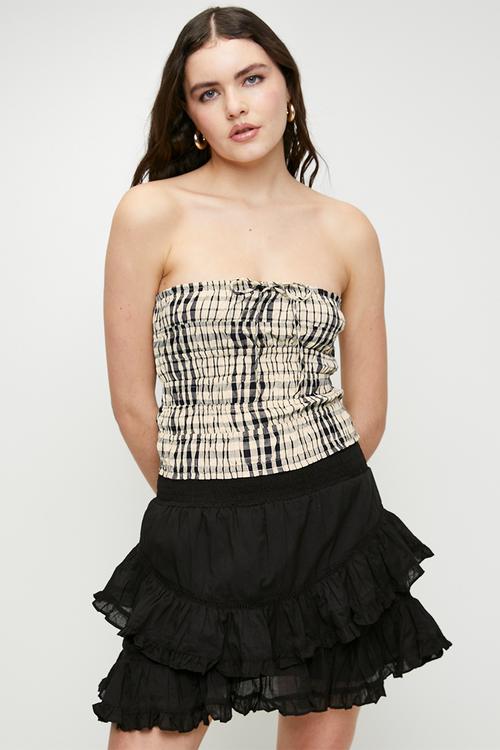Ladies Frilly Skirt With Waistband - Black
