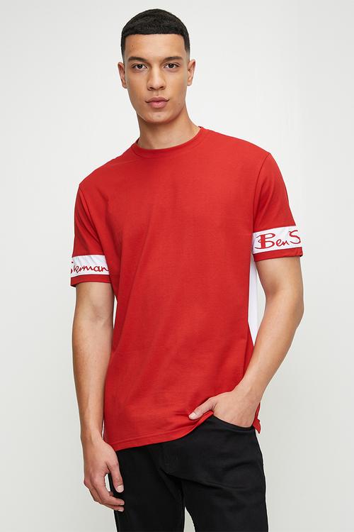 Col Block Ben Sherman Tee - Red & White 