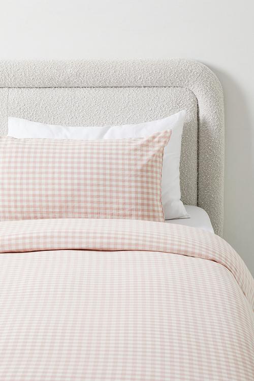 Gingham Washed Cotton Duvet Set - Pink