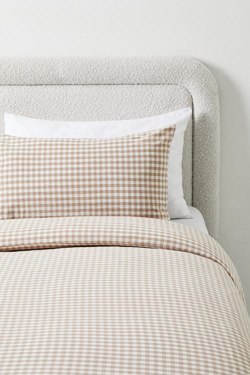 Check Washed Cotton Duvet Set - Natural