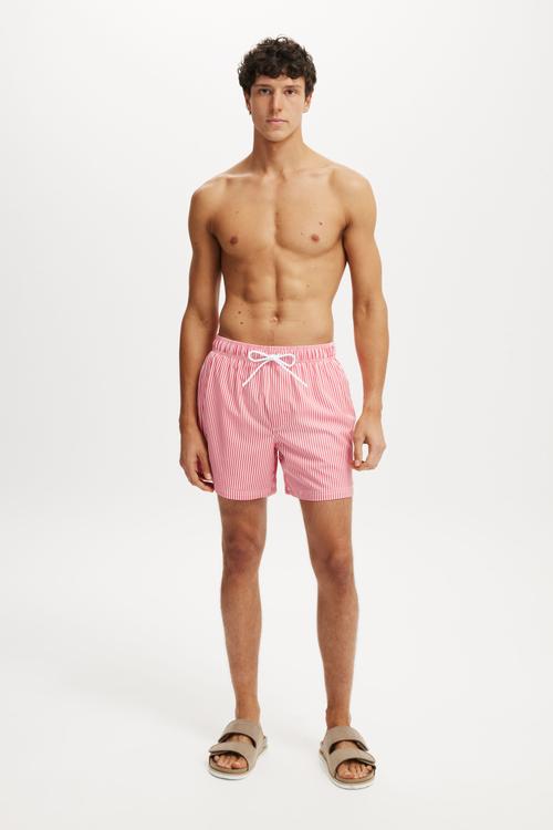 Stretch Swim Short - Pink / White Stripe