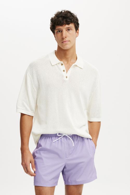 Stretch Swim Short - Purple Tonal Stripe