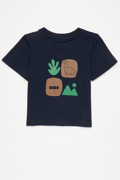 2 pack graphic print tee - grey/navy/dino