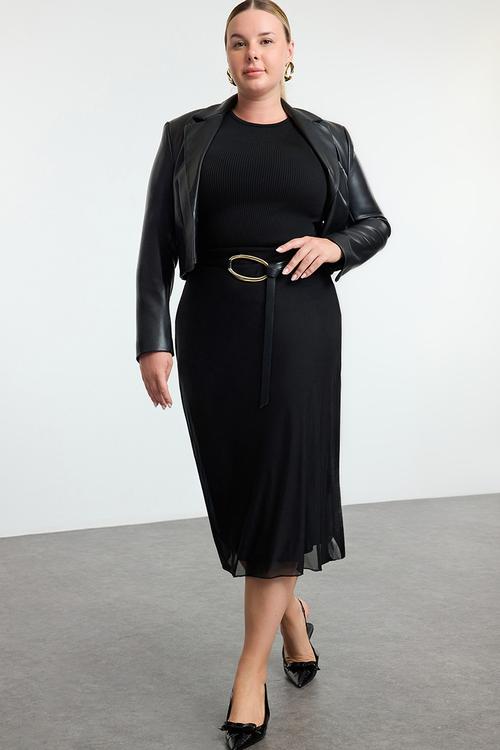 Plus Tulle A-Line Skirt - Black
