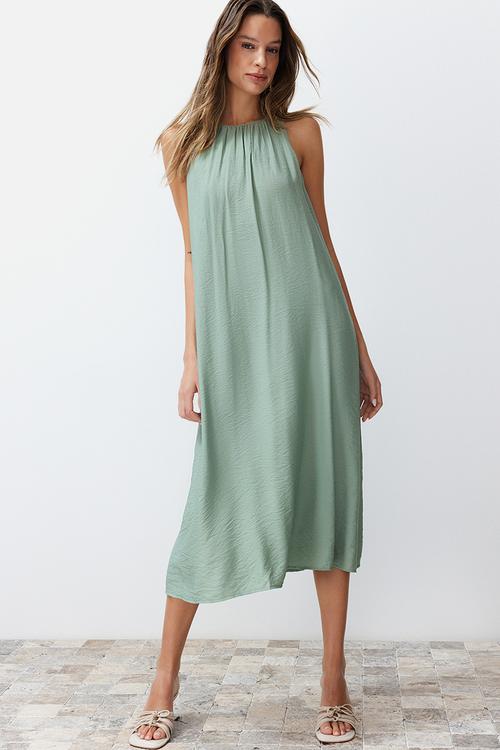 Gather Detailed Aerobin Dress - Khaki