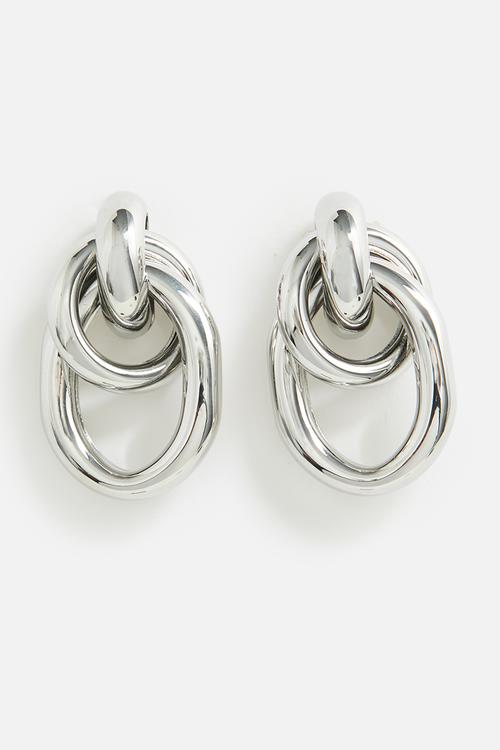 Elena double hoop earrings - silver