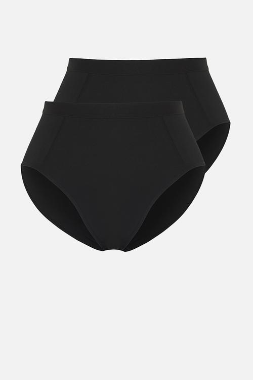2 pack high waist shapewear plus size panties - black-skin