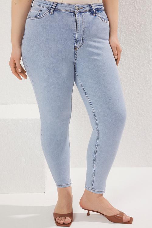 High waist stretch skinny jeans - light blue