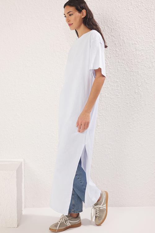2 Pack Knitted Jersey Undershirt Lining Dress - Khaki-White