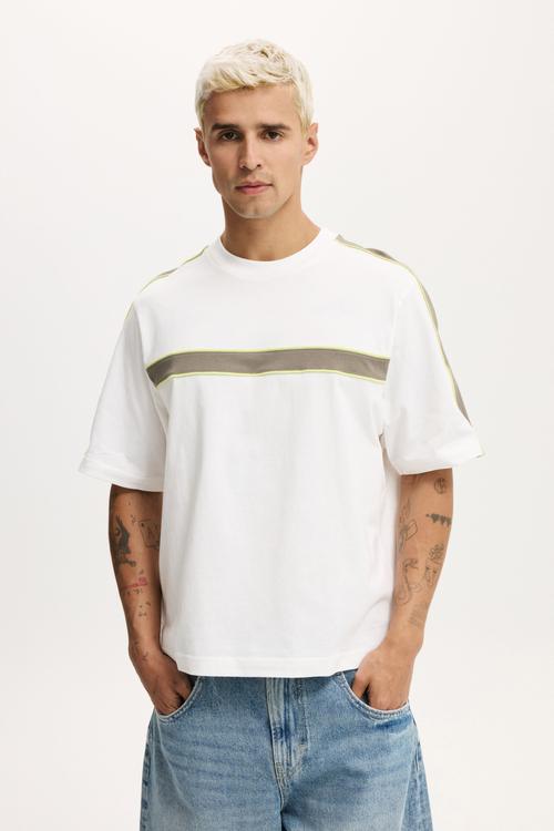 Cropped Fit Panel T-Shirt - Vintage White Contrast
