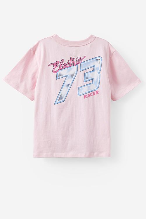 Poppy oversize graphic print tee - tea party pink/racer motto