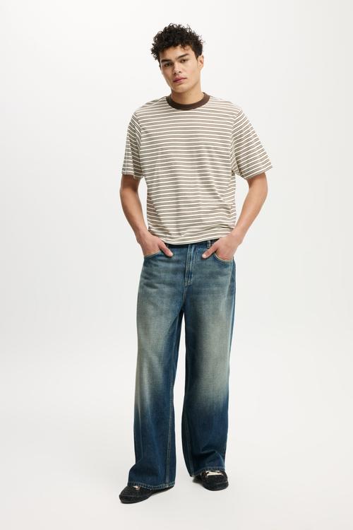 Cropped Fit T-Shirt - Creampuff / Ashen Brown Stripe