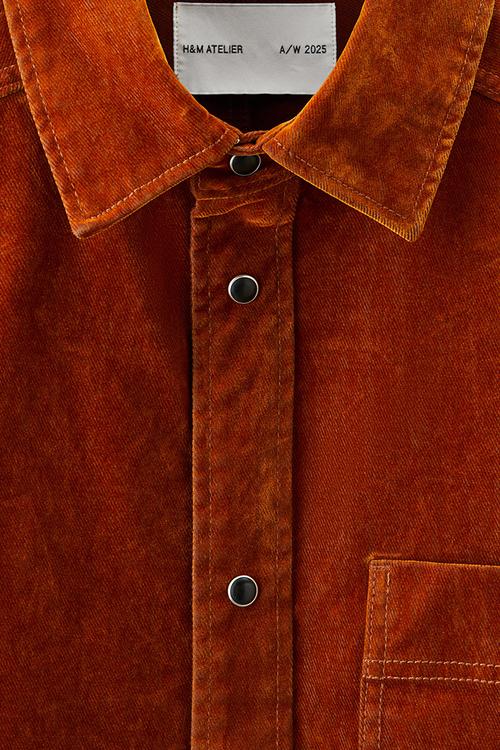 H&M Atelier: Brushed twill overshirt - burnt orange 