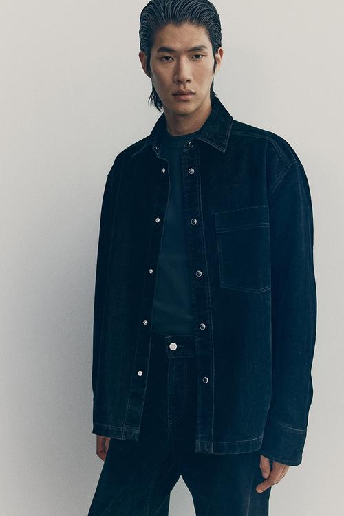 H&M Atelier: Brushed twill overshirt - black