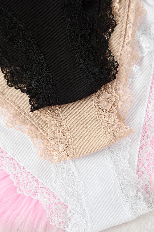 3-Pack ribbed lace classic knitted panties - multi