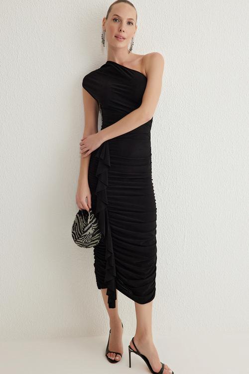 Cut out/window Detailed Dress - black