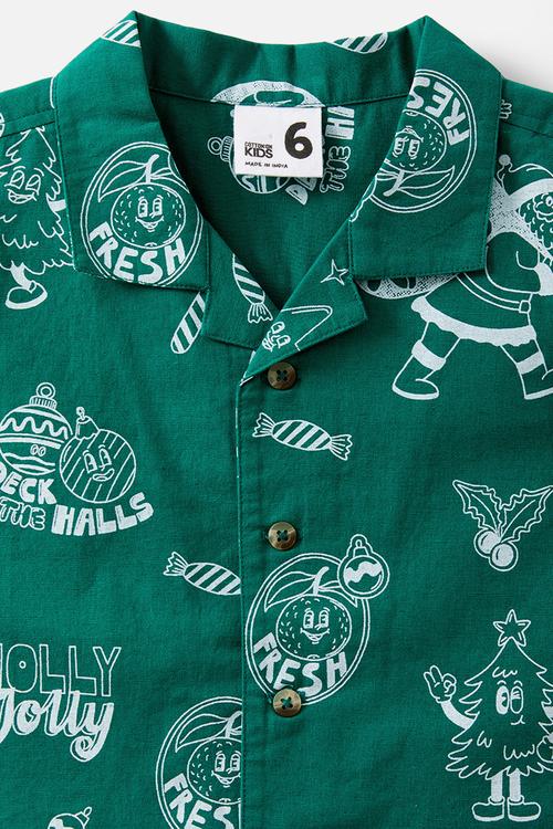 Cabana short sleeve shirt - deep mint/xmas